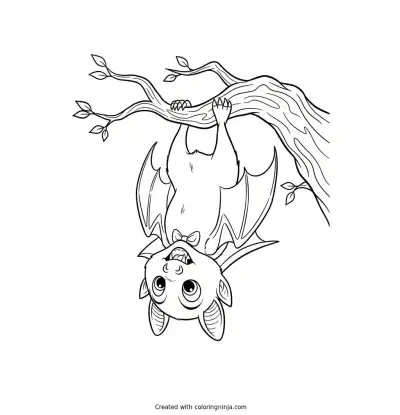 A Cheerful Vampire Bat Coloring Page