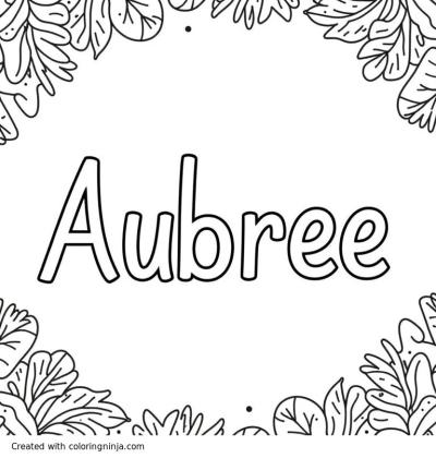 A coloring page of christmas backround with the words aubree