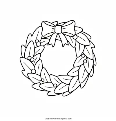 A coloring page of christmas wreath 
