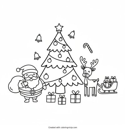 A coloring page of Christmas