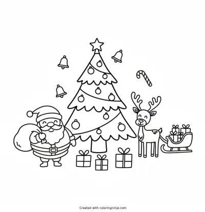 A coloring page of Christmas