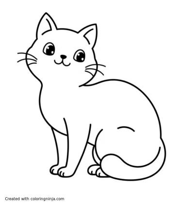 A coloring page of Create an image of a cat, in the style of Studio Ghibli. Just the cat, no other surroundings.