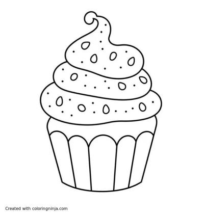 A coloring page of cupcake