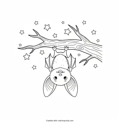 Little Bat in the Night Coloring Page