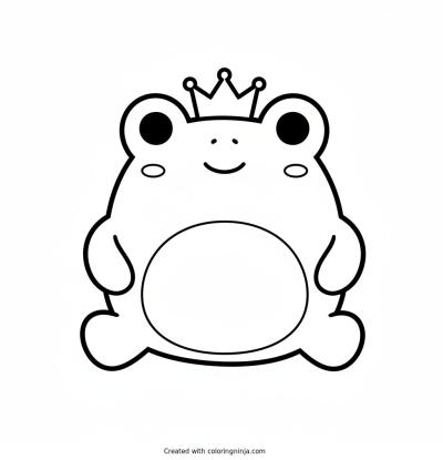 A coloring page of cute frog