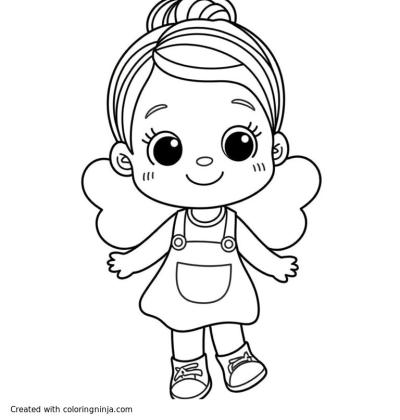 A coloring page of a cute girl