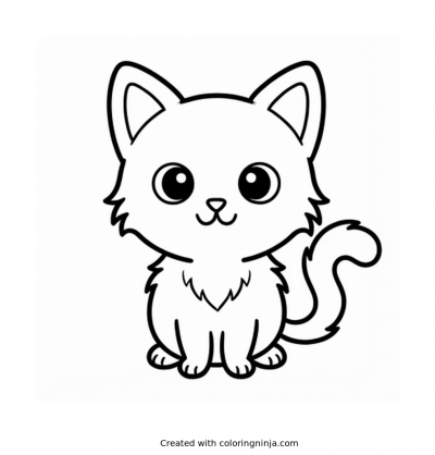 A coloring page of cute kitten