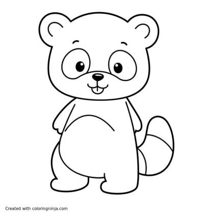 A coloring page of cute panda