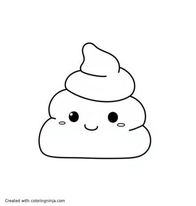 A coloring page of Cute poo emoji