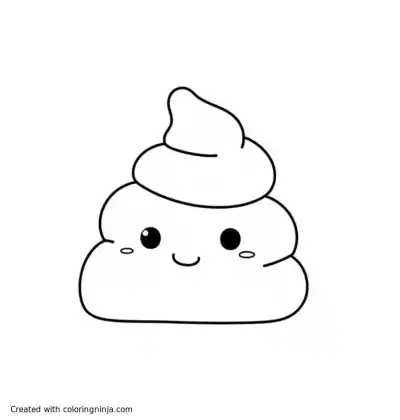 A coloring page of Cute poo emoji
