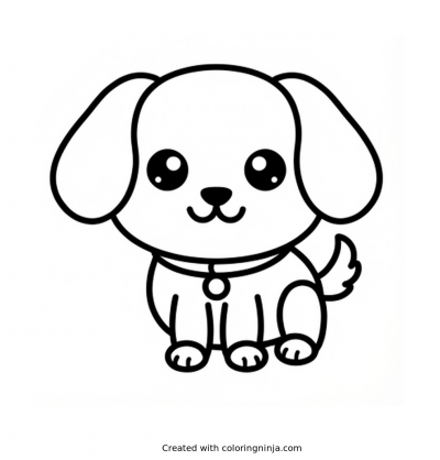 A coloring page of cute puppy