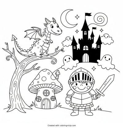 A coloring page of дарк фэнтези
