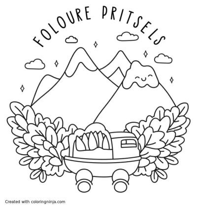 A coloring page of decorate a mountain scene with the memory verse