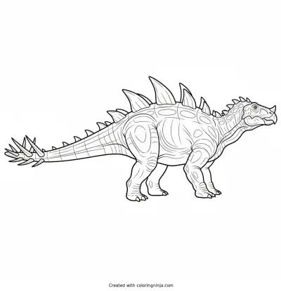 A Detailed Dinosaur with Long Spikes on Tail Coloring Page