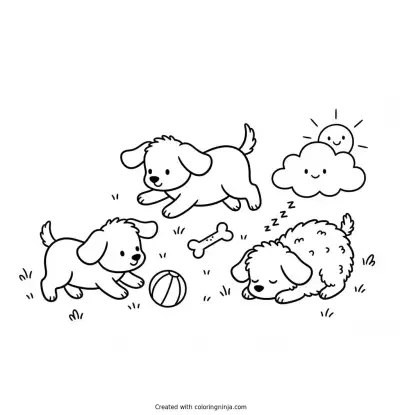 A coloring page of doggies