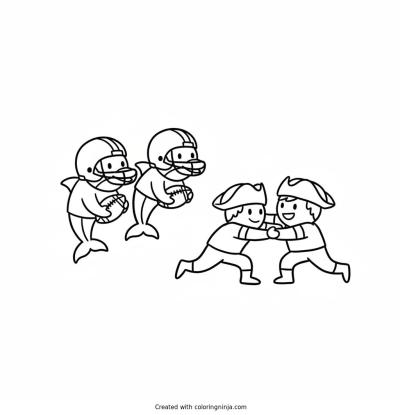 A coloring page of Dolphins V.S Patriots
