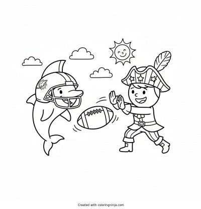 A coloring page of Dolphins v.s. Patriots