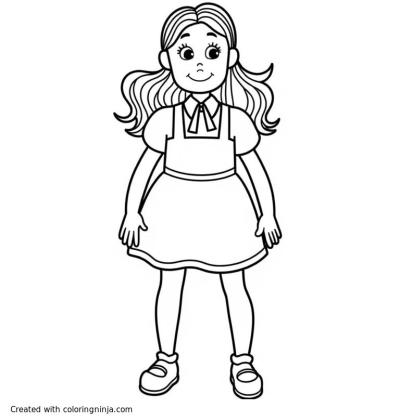 A coloring page of dorothy from the wizard of OZ