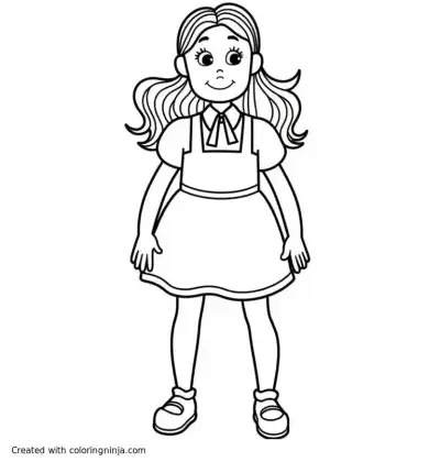 A coloring page of dorothy from the wizard of OZ