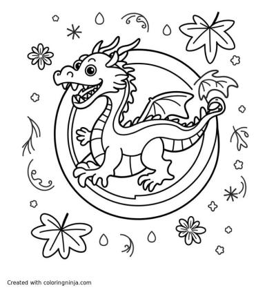 A coloring page of Dragon coin 