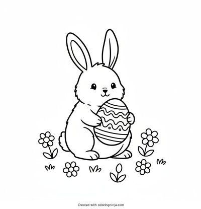 A coloring page of easter bunny