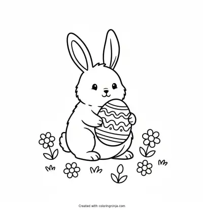 A coloring page of easter bunny
