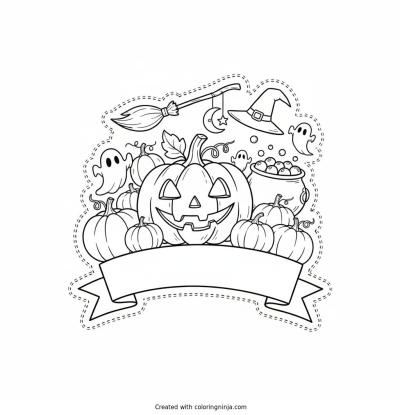 A coloring page of Edward's First Halloween 1968 Text Logo without any pictures of humans, without any pictures of animals, without any pictures of birds, and without any pictures of insects.