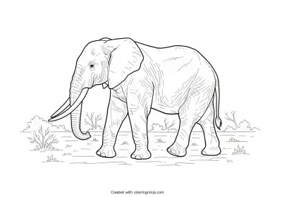 A coloring page of elephant