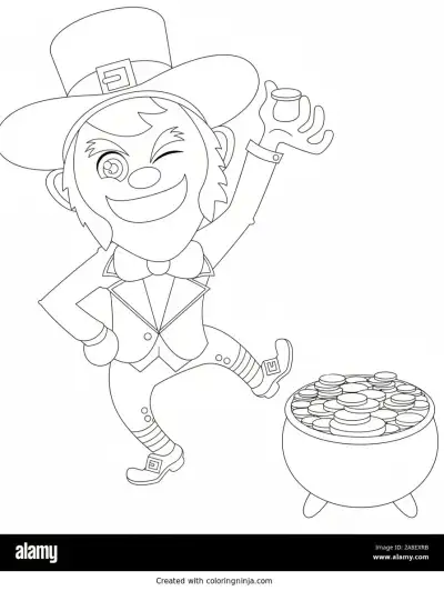 A coloring page of elf saint patrick