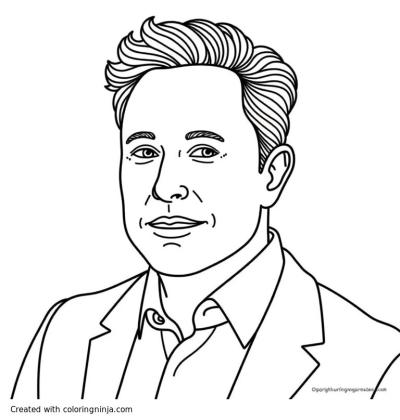 A coloring page of Elon Musk
