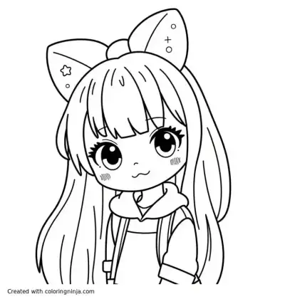 A coloring page of fantasy kawaii girly 