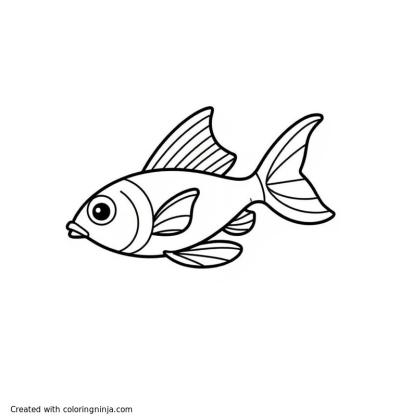 A coloring page of a fish flies