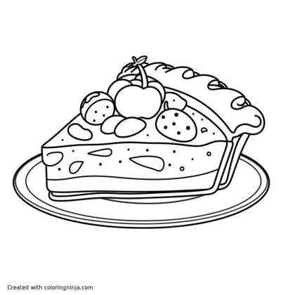 A coloring page of food collage black and white desert foods pie 