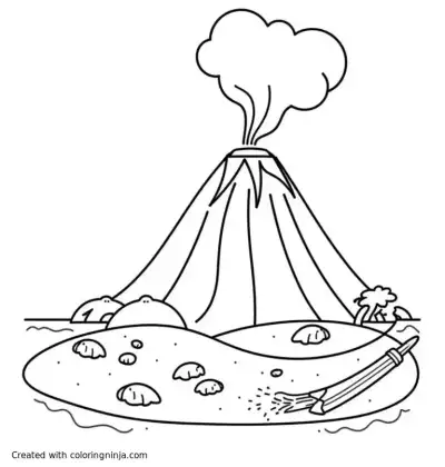 A coloring page of genera immagine con vulcano