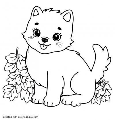 A coloring page of Generuj kolorowankę wesołą pogodną zwierzaki uśmiechnięte słodkie z dużymi oczami radosne wśród pięknych krajobrazów