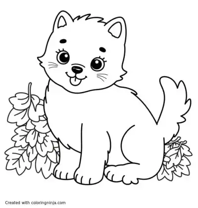 A coloring page of Generuj kolorowankę wesołą pogodną zwierzaki uśmiechnięte słodkie z dużymi oczami radosne wśród pięknych krajobrazów