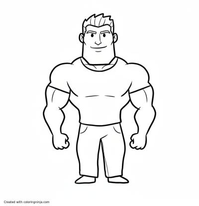 A coloring page of giga chad