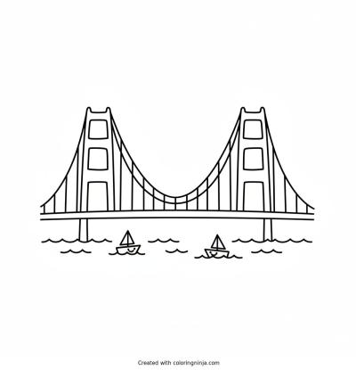 A coloring page of golden gate bridge