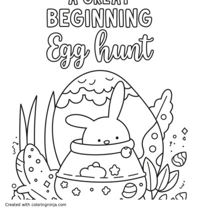 A coloring page of A Great Beginning Egg Hunt Party
