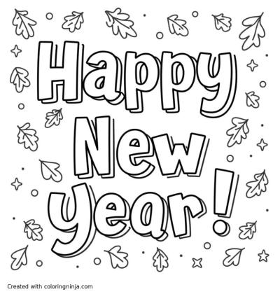 A coloring page of happy new year!