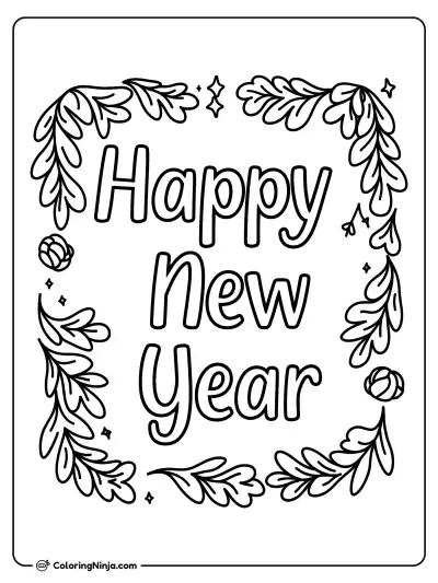 Happy New Year Coloring Page