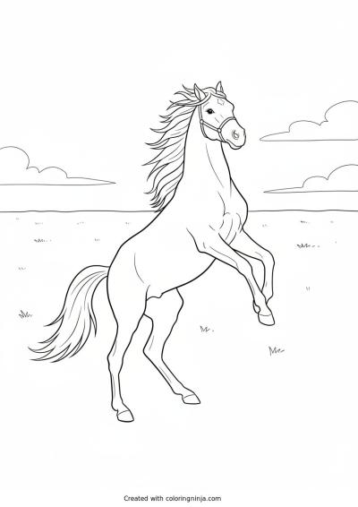A coloring page of horse