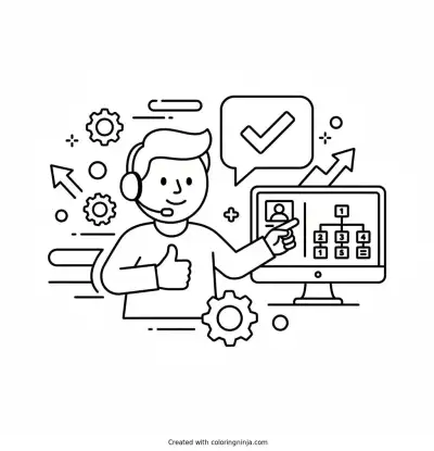 A Helpful Customer Support Representative Coloring Page