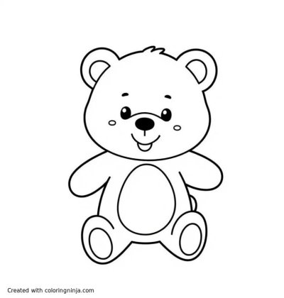 A coloring page of I need a teddy bear smiling wearing nothing