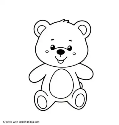 A coloring page of I need a teddy bear smiling wearing nothing