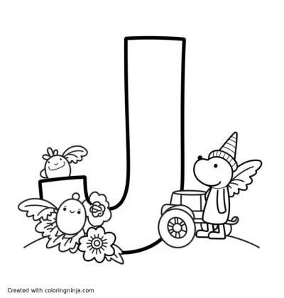 A coloring page of J