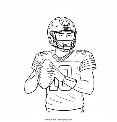 A coloring page of Jordan Love Green Bay Packers Quarterback