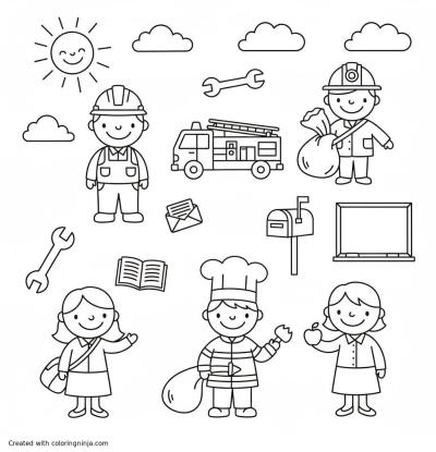 A coloring page of labor day