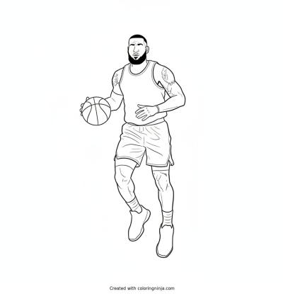 A coloring page of lebron james