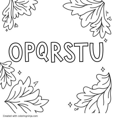 A coloring page of lettters "OPQRSTU"